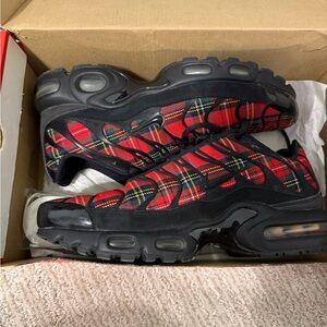 Nike Black and Red Tartan Plaid Sneakers